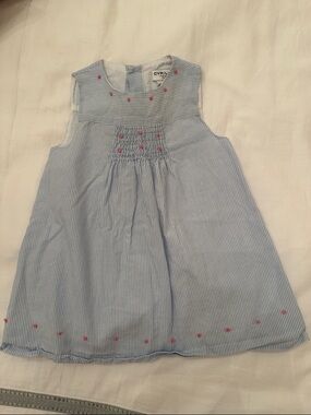 Baby girl Cyrillis dress - blue and white stripe - size 6 months